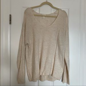 H&M Cream Slouchy V Neck Sweater